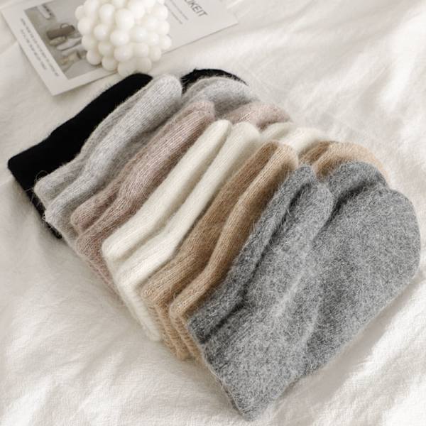 Winter Keep Warm Plyschhandskar Elasticitet Mjuka Hela fingrar ljusgrå 21,5*7,5cm red