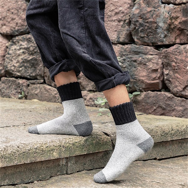 Tjocka ullstrumpor Herr Frottéhandduk Varma vintermjuka strumpor kaffe light gray