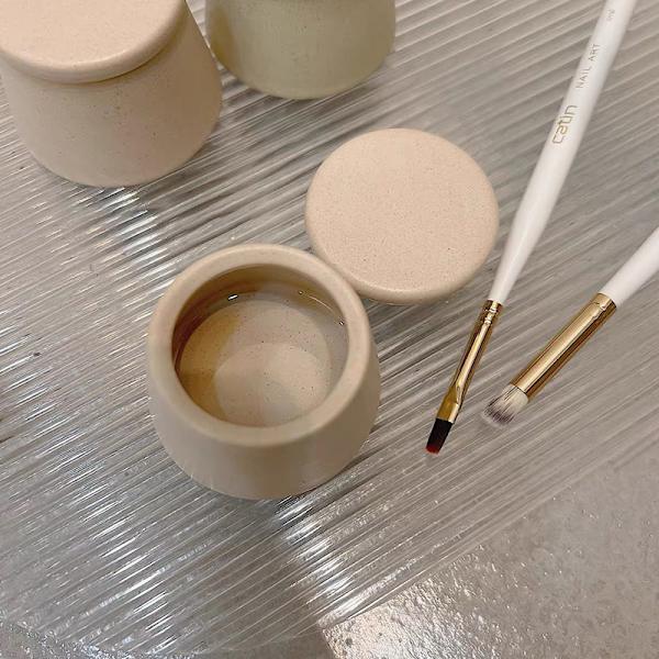 Nail Art Keramik med lås Crystal Cup Nail Wash Pen Cup Brun Light green