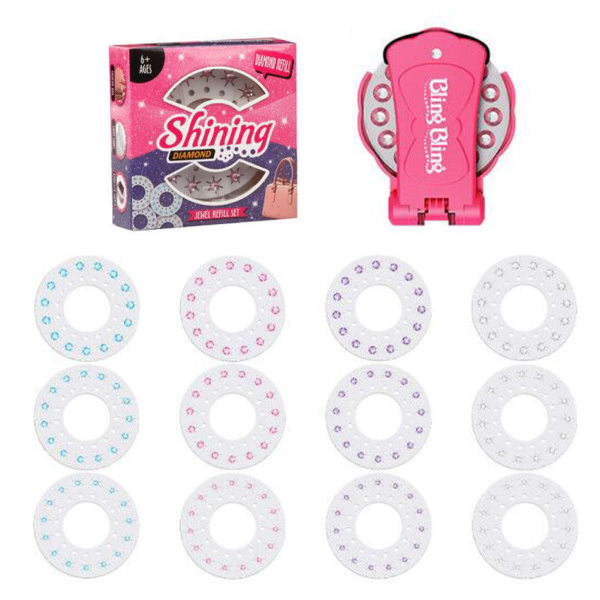 Sminkleksaker för flickor Set Bling Bling konstgjord diamantklistermärke 12  Sticker