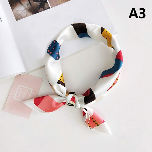 Naturlig sidenscarf Kvinnor Design Print Fyrkantig halsduk A7 A3