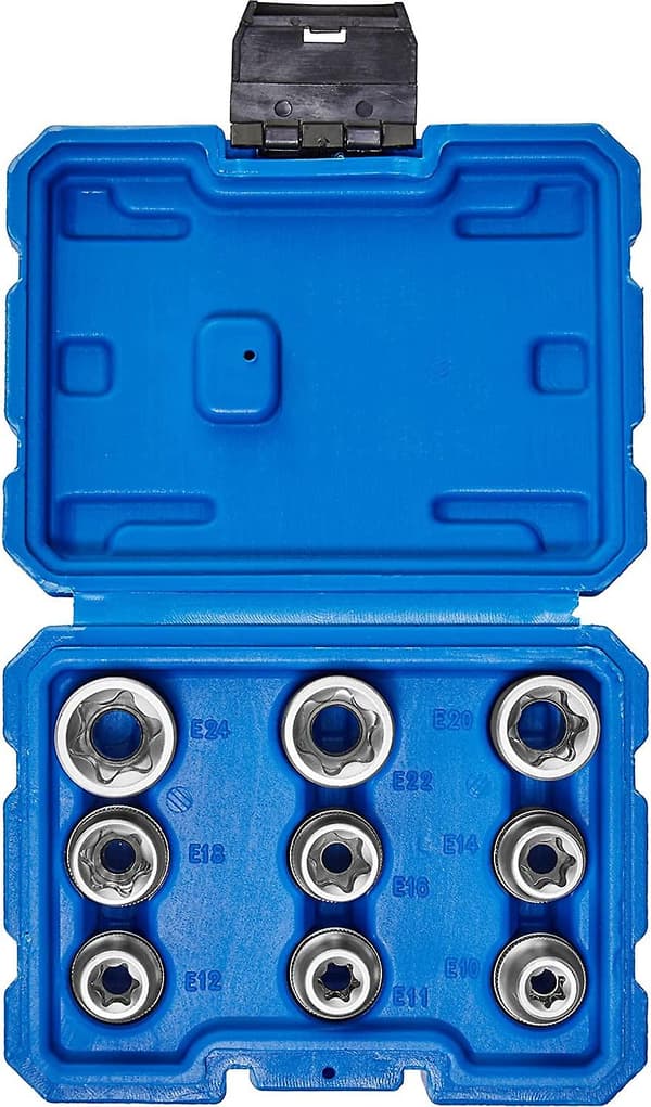 9:a Torx set, hylsor med kodande kulspår