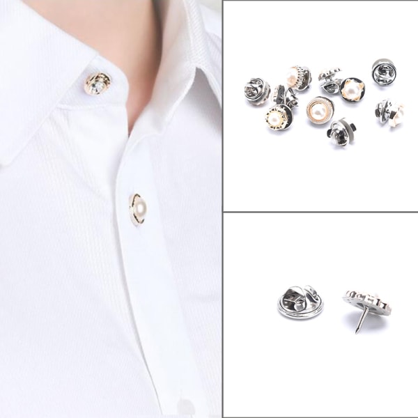 10 STK Kvinnor Pearl Brosch Pin Set Button Anti Exposure Shawl Shi B-10st