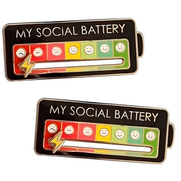 My Social Battery Brosch Rolig Emalj Pin Creative Lapel Pin A B