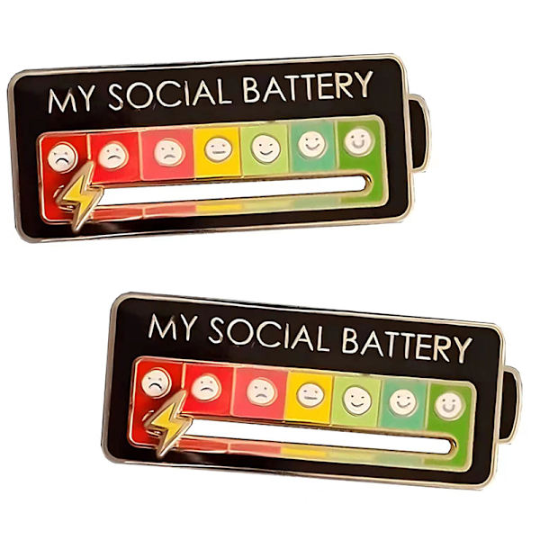 My Social Battery Brosch Rolig Emalj Pin Creative Lapel Pin A C