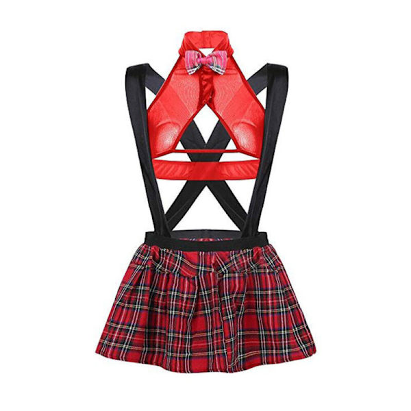 Kvinnor Underkläder Skolflicka Uniform Sexiga erotiska underkläder Set Black L