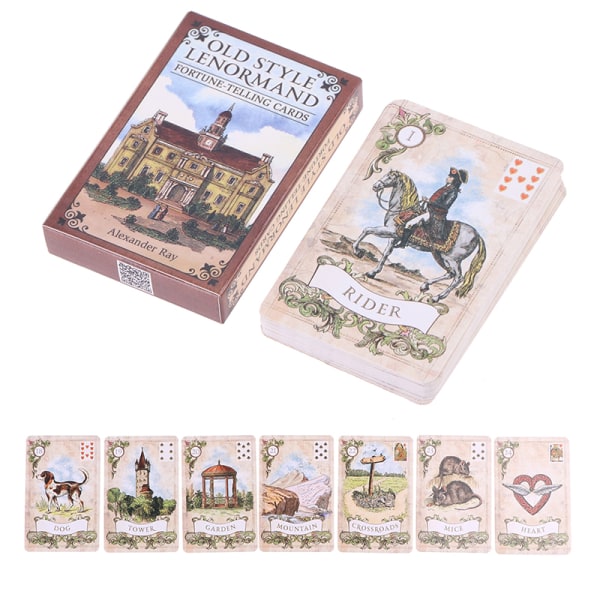 Gammal stil Lenormand Oracle Card Tarot Card Party Prophecy Divin färgglad en one size