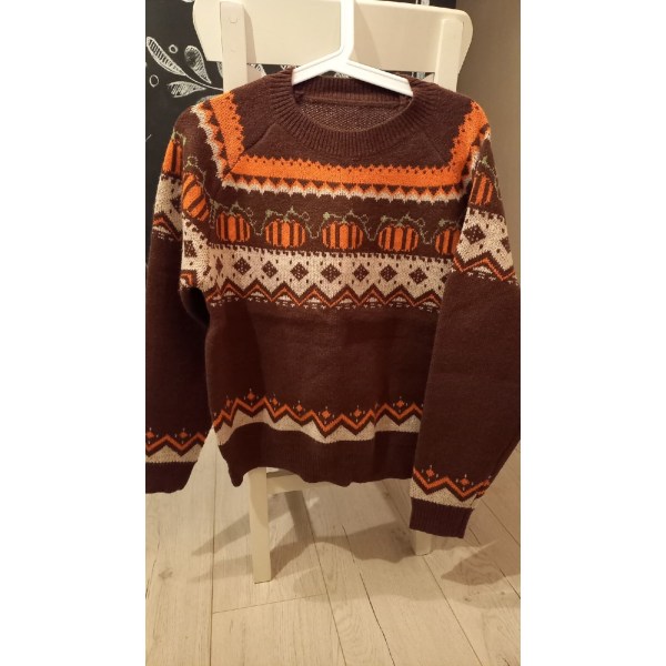 Halloween tröja Boho pumpa stickade tröjor kvinnor kaffe extra large medium