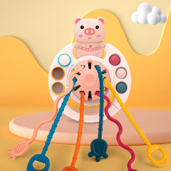 Montessori Leksaker Dra Snören Sensoriska Leksaker Baby Silikon Aktivitet Rosa Pink