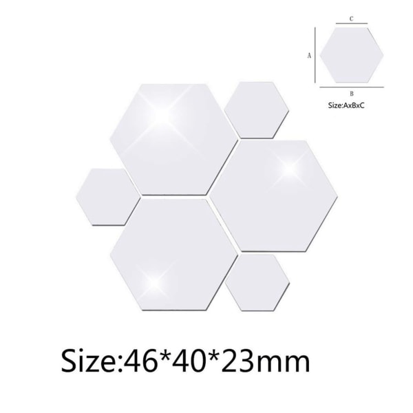 36st Mirror Wall Stickers Hexagon Mirror Art för Dekor silver silver