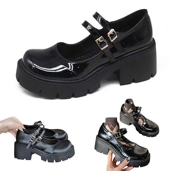 Dam Mary Jane Skol Skor Plattform Ankel Spänne Single Buckle 38 Glossy 38