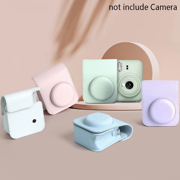 För Instax Mini 12 Case PU Case Trave Bag Grön Purple