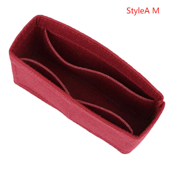 1:a Kvinnor Insert Bag Filt Tyg Handväska Organizer Bag Black StyleB S Red StyleA M