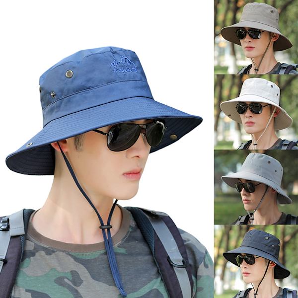 Herrhatt Panama Bucket Hat Utomhus Solskyddsmössor Herr Grå One Size