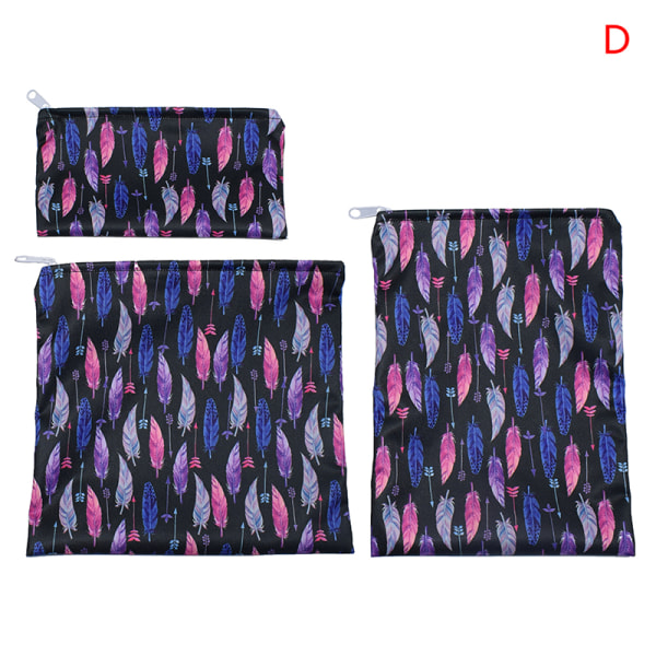 3:a Återanvändbar påse Vattentät brödpåse för smörgåspåse Fjädermönster Feather pattern