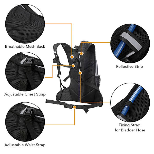 Reflekterande cykelryggsäck med hög synlighet grå 21*9*40cm black