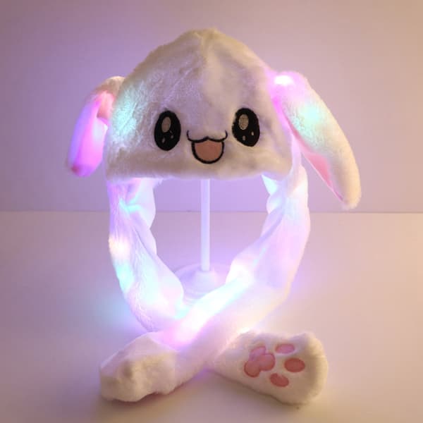1:a Glödande e Bunny Ears Hat Ear Moving Bunny Hat Toy White