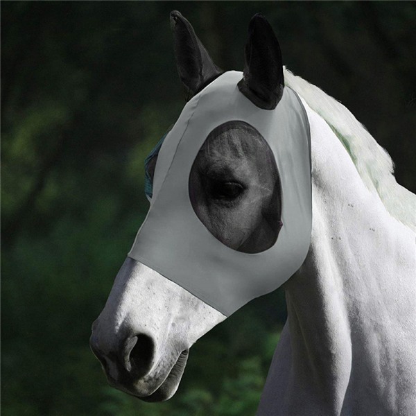 Anti-Fly Mesh Equine Mask Horse Mask Horse Fly Mask med täckt Svart Gray