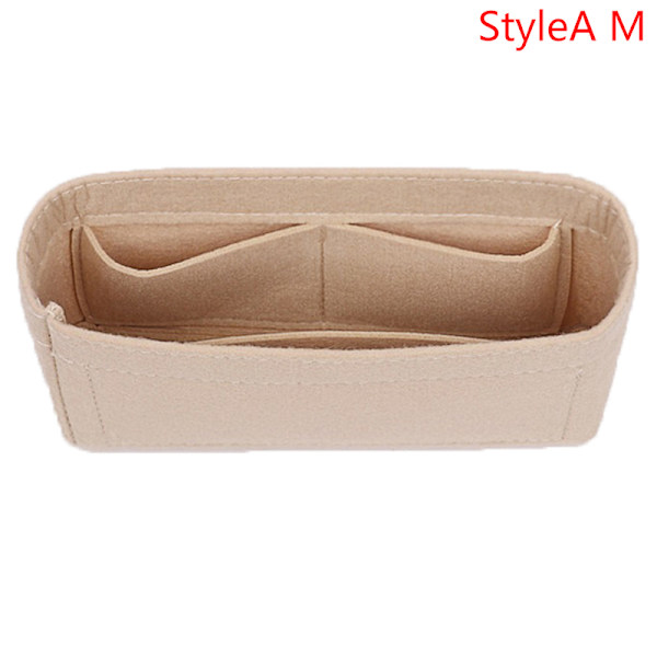 1:a Kvinnor Insert Bag Filt Tyg Handväska Organizer Bag Black StyleB S Khaki StyleA M