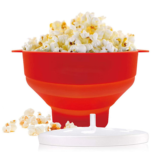 Popcorn Mikrovågsugn Silikon Vikbar DIY Popcorn Bucket Bowl Mak Mörkblå Black