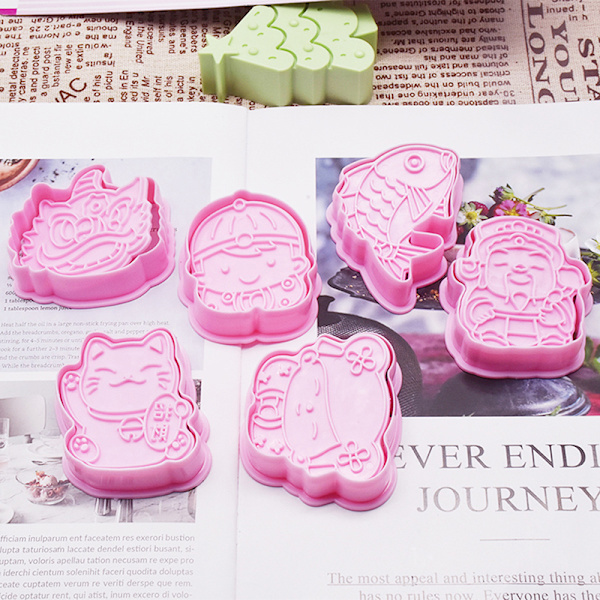 6 st Kakstämpel Kexformar Molds Kex Kakafondant Lucky cat koi Lucky cat koi
