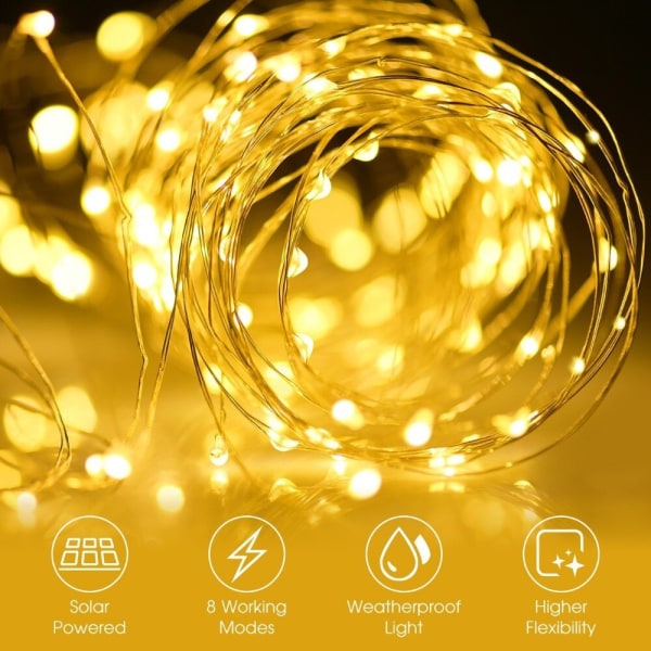 Solar String Lights Julfest dekorationer vit 32m colorful