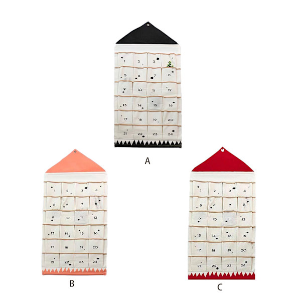 Tyg multifunktionell adventskalender för jul med 24 red red