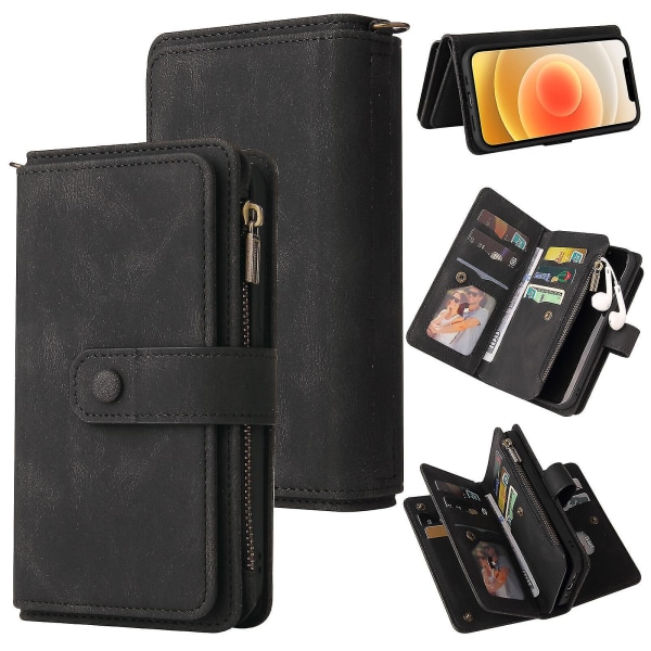 Kompatibel med Iphone 13 Case Plånbok Flip-korthållare Pu Läder Magnetisk skyddande Flip Cover - Svart null ingen
