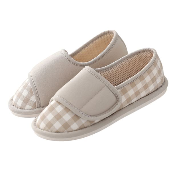 Kvinnors mjuksulor tofflor väska-klack hemmaskor platt golv skor Rutig grå 36-37 Checkered gray 40-41