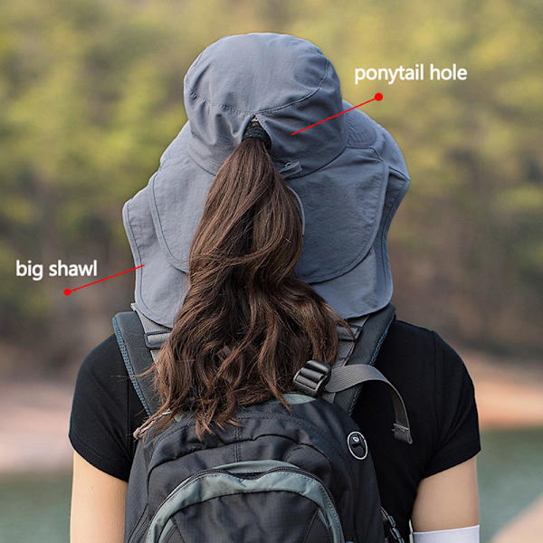 Hästsvans Hål Visir Hattar Summer Bucket Hats för kvinnor Army green Dark gray