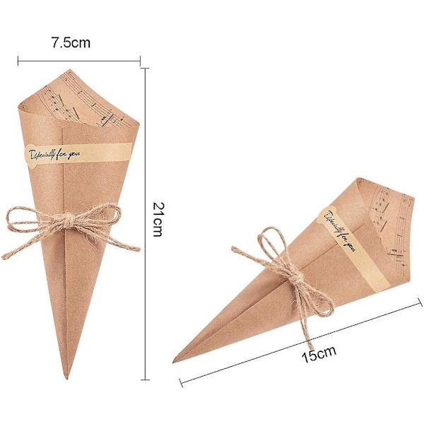 Retro Kraftpapper Konfetti Cone, 50 st Presentkartong Pack Paper Box Bröllopsfest