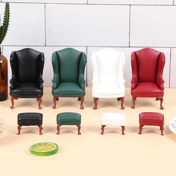 1:12 Dollhouse Mini Möbler Lädersoffa med pedaldocka Red Green