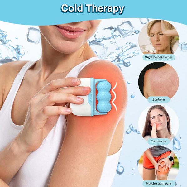 Ice Roller Skin Cooling Ansiktsrulle Wavy Skin Massager Blå Pink