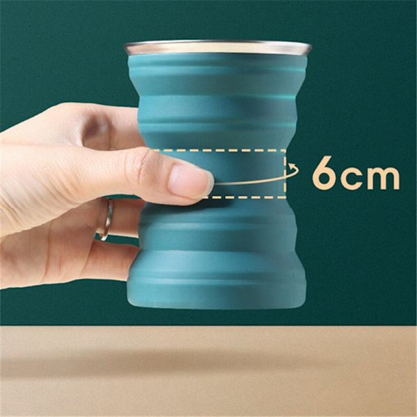 Bärbar silikonvikbar utomhus värmebeständig hopfällbar mugg vit 7,5*8,5*10,5cm gray