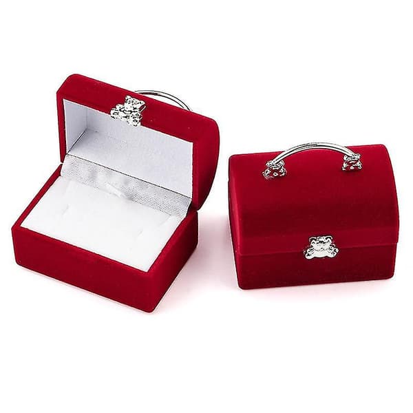 Liten smyckeskrin sammet vigselring Box Halsband Display Box