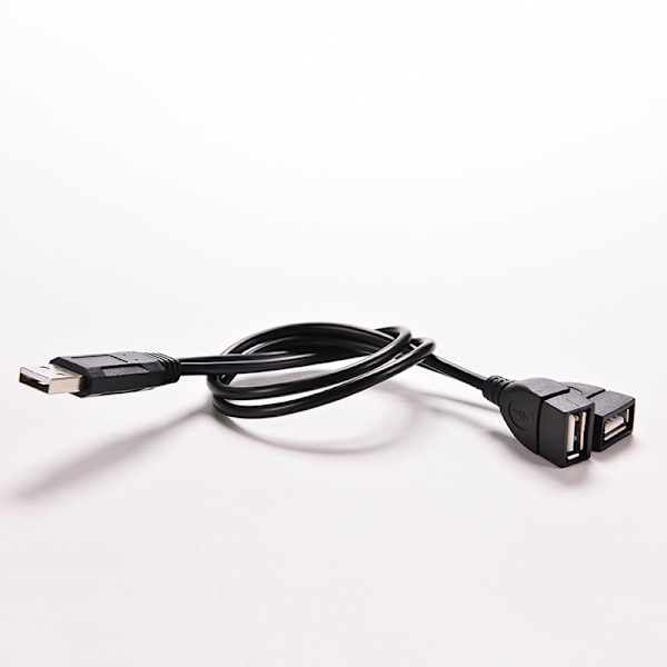 USB 2.0 A hane till 2 dubbla USB hona Jack Y Splitter Hub Power C Svart 1st