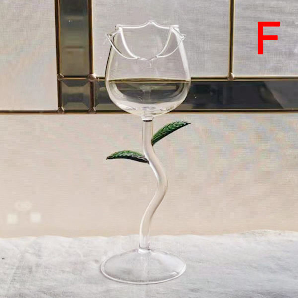 Rose Flower Shape Vinglas Delfiner Rödvin Bägare Party D F