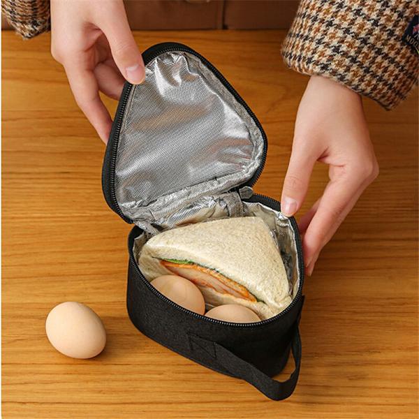 Isolering Thermal Små triangulära Rice Ball Lunchbox Väskor marinblå 13,5*7*13cm black