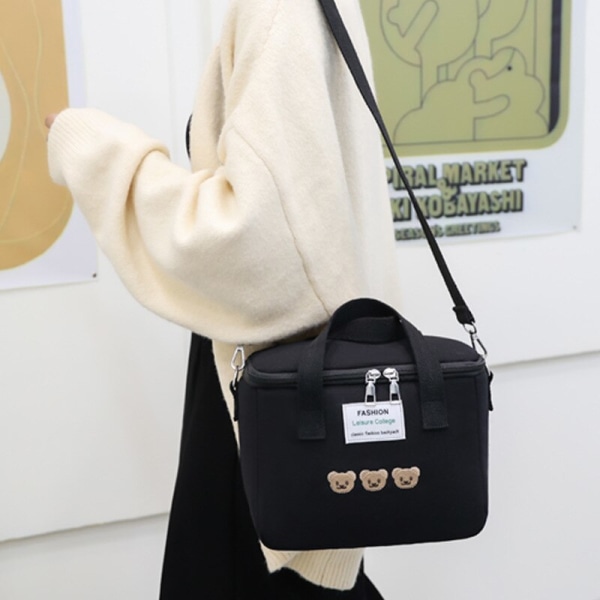 Söt Bear Baby One Shoulder Mode Mamma Ryggsäck svart 24*13*19cm black
