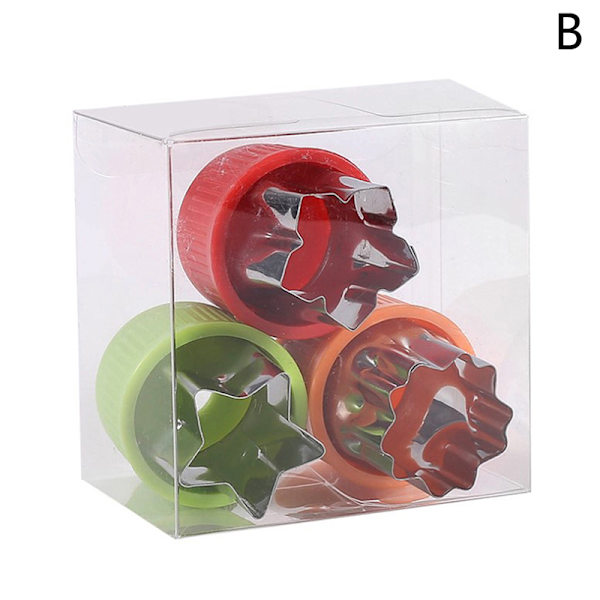 3:a Rostfritt stål Grönsakster Set DIY Cookie ter Molds för Multicolor B