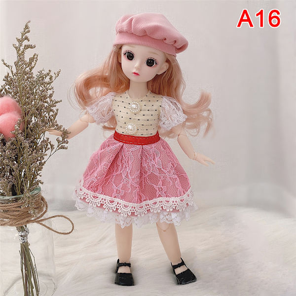 30 Cm 1/6 BJD Docka Vinterklänning Set 21 Movable Makeup e Girl A5 A16
