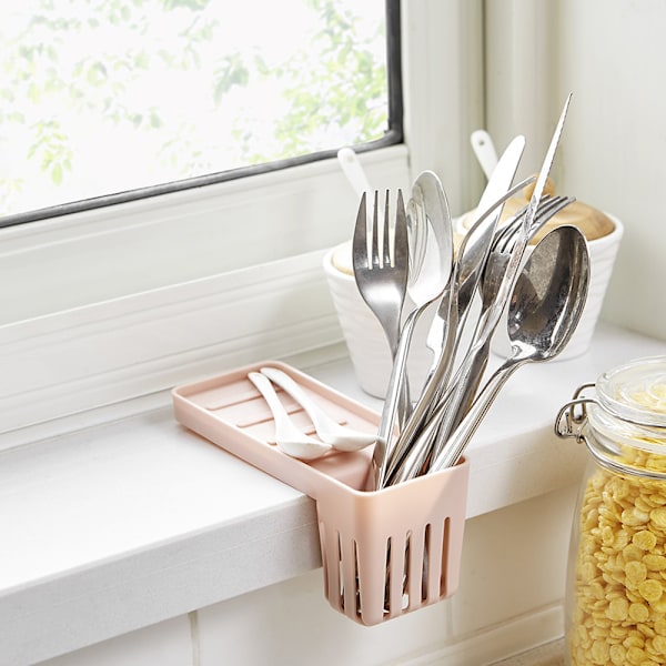 Kök Sugkopp Diskbänk Avloppsställ Multifunktionsförvaringsställ Köksvask Torkställ Svampförvaringsställ Tvålhållare Mörkblå Light Pink