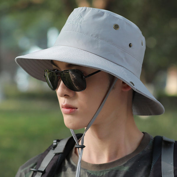 Herrhatt Panama Bucket Hat Utomhus Solskyddsmössor Herr Grå One Size