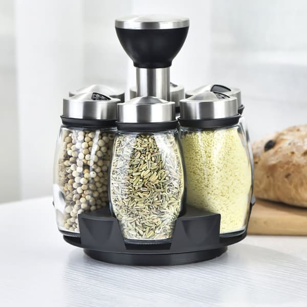 Kryddor Roterande Glas Cruet Kryddkruka silver
