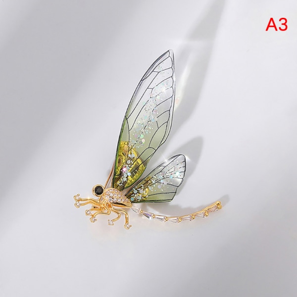 Gradient Crystal insekt Broschlegering för kvinnor Bee Dragonfly