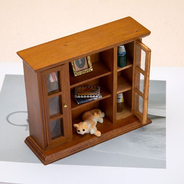 1:12 Dockskåp Miniatyr Väggskåp Hylla Förvaringsställ Garderob
