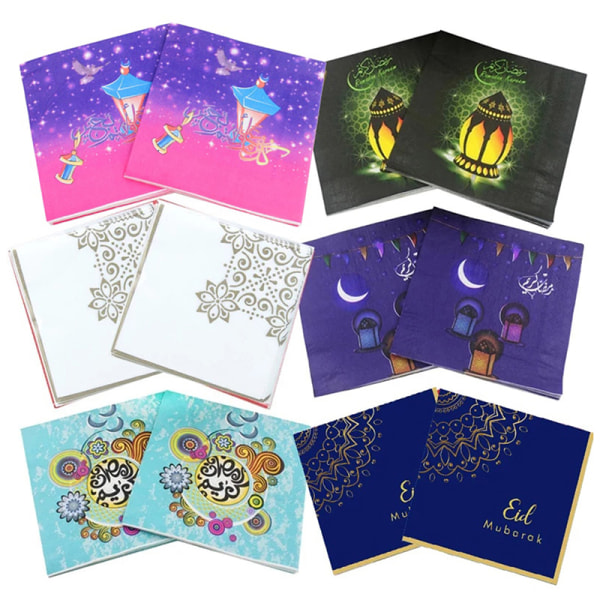 20:a/pack Eid Mubarak Ramadan Dekorationspapper Servett Muslim C D