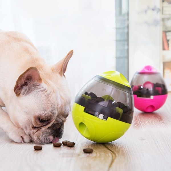 Interaktiv hundkattleksak behandla boll husdjur foder skål gul 10*10*12cm pink
