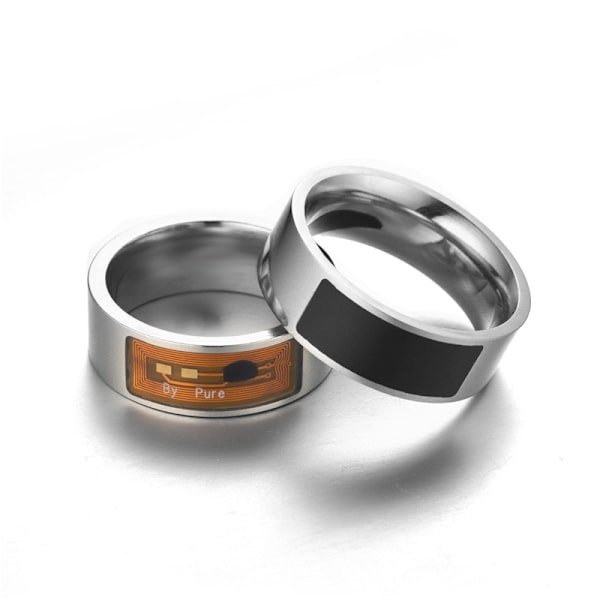 Vattentät NFC ring i rostfritt stål digital upplåsning för Android Black 11 Transparent 7