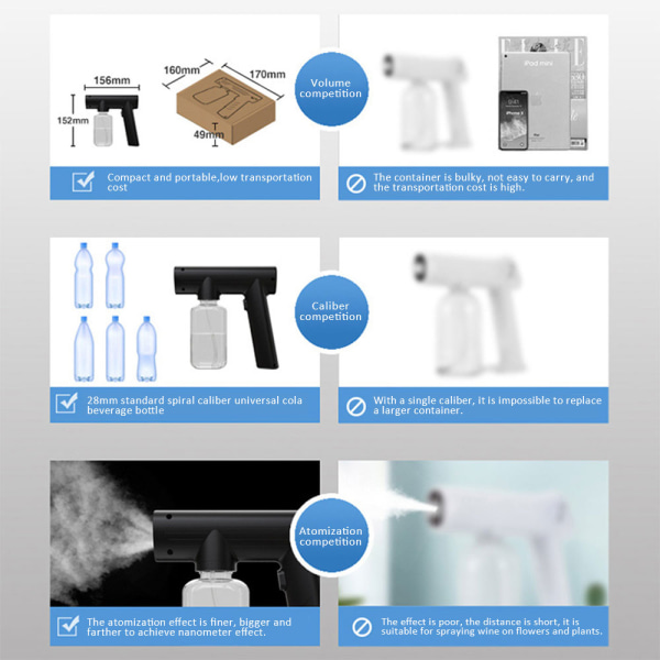 240ml handhållen spraydesinfektionsmaskin kontor svart black